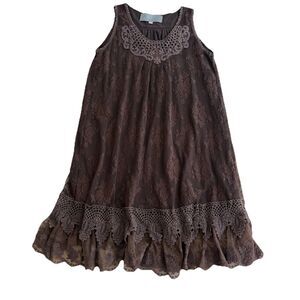 Y2K Brown Lace Dress Womens Size Small/medium O2Collection Boho Fairy Grunge